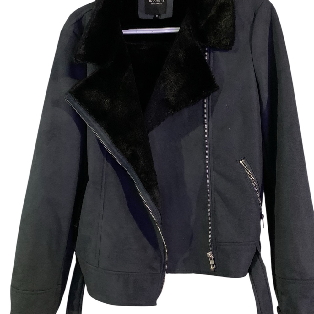 Barneys Original Black Jacket with Faux Fur Collar